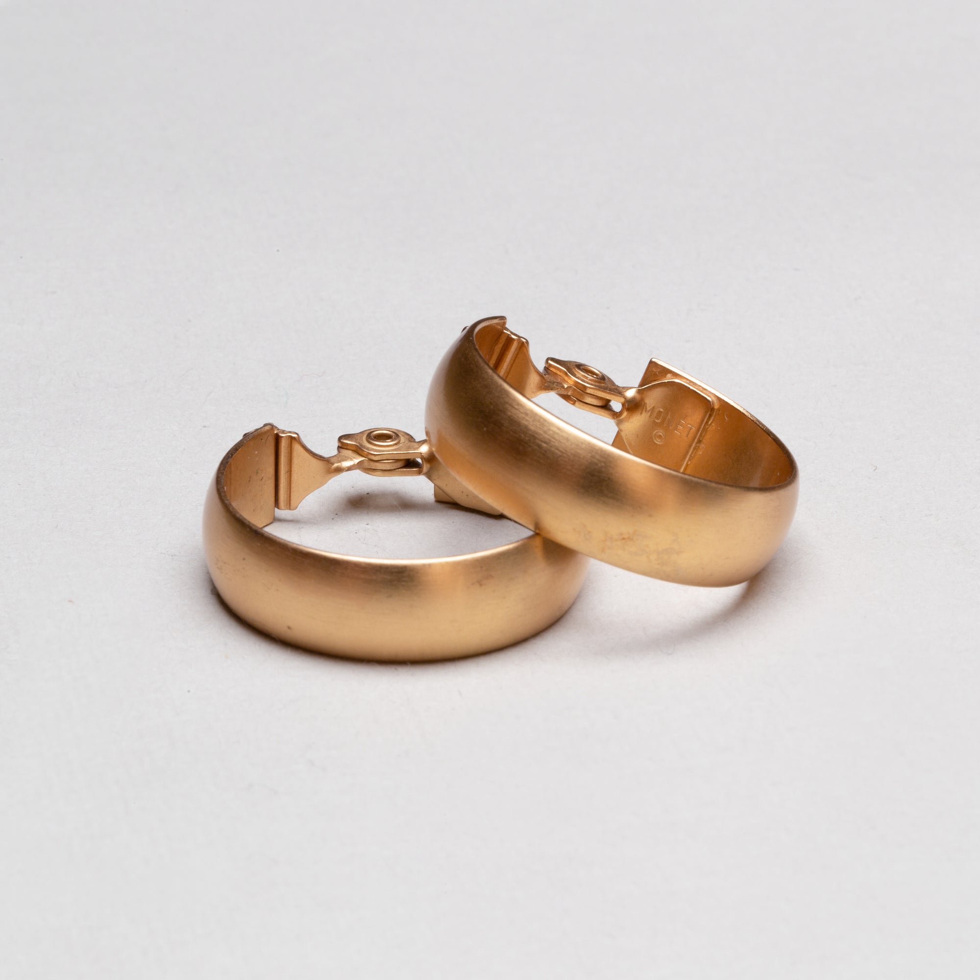 Vintage Matte Gold Clip-on Hoop Earrings