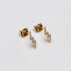 Lightning Bolt Stud Earrings with Cubic Zirconia