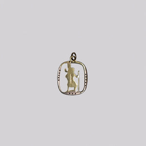 Vintage Gold St. Christopher Pendant with Black Diamonds