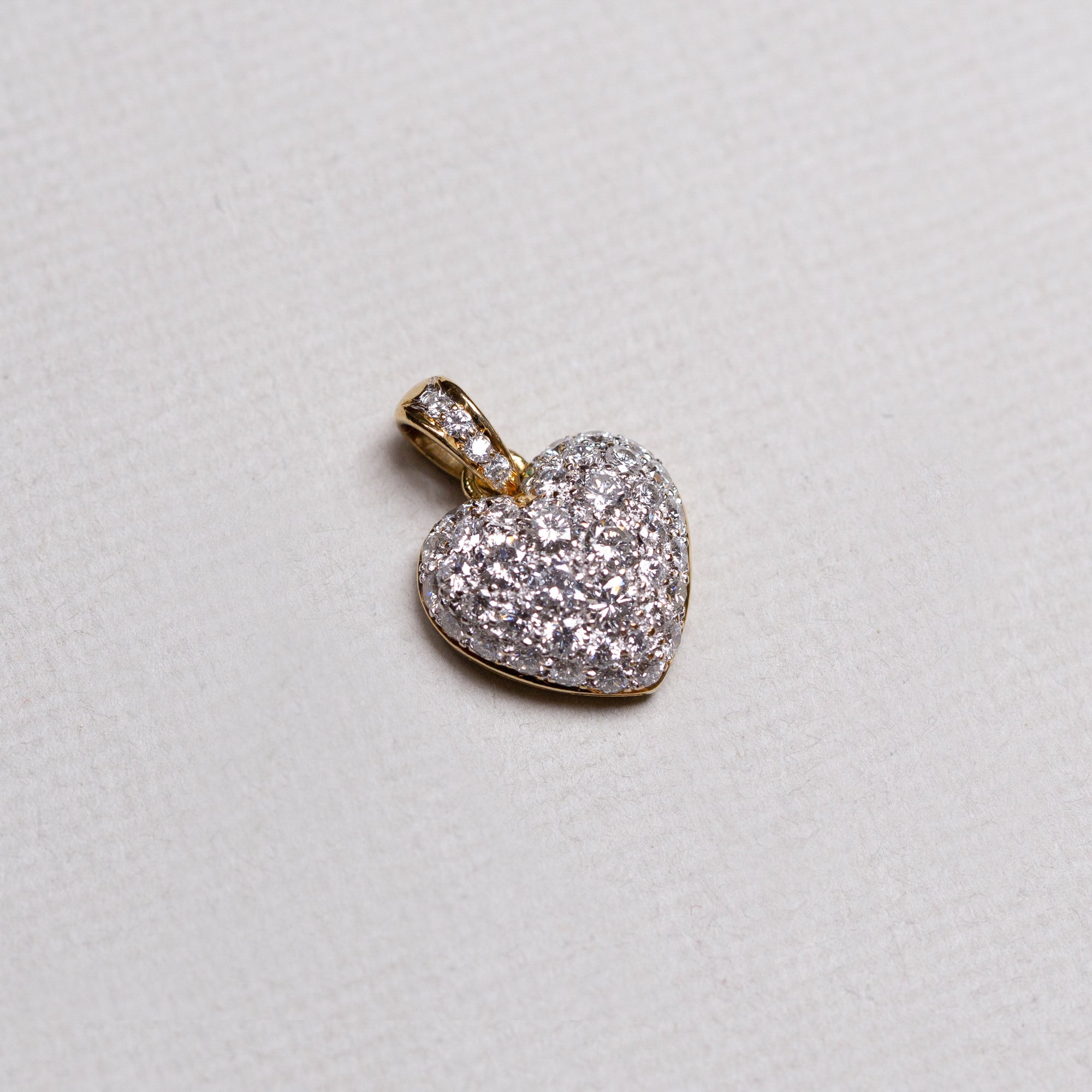 18ct Gold Heart Charm Pendant with Diamonds