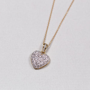 18ct Gold Heart Charm Pendant with Diamonds