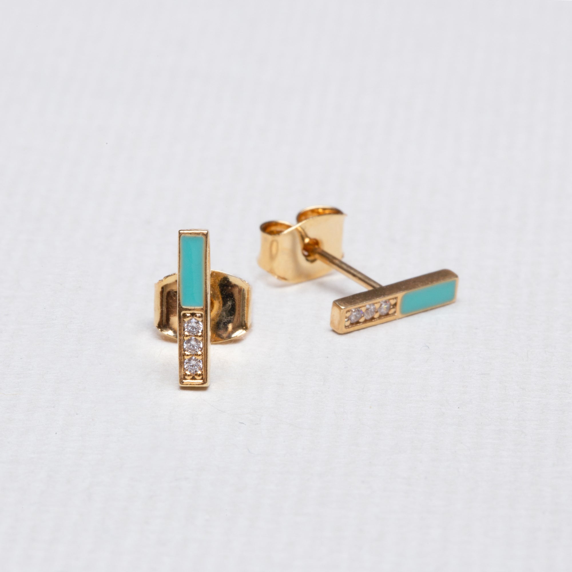 Turquoise Bar Stud Earrings