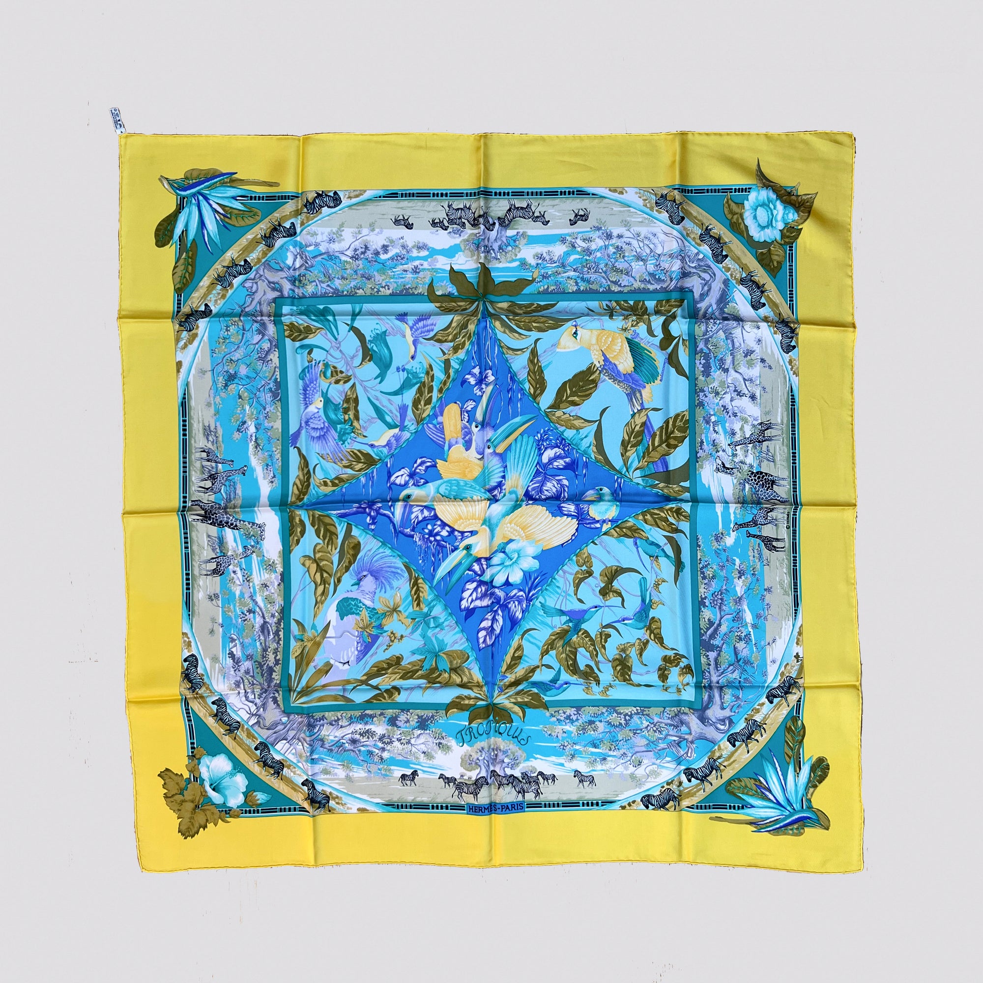 Vintage Hermes Silk Scarf "Tropiques"