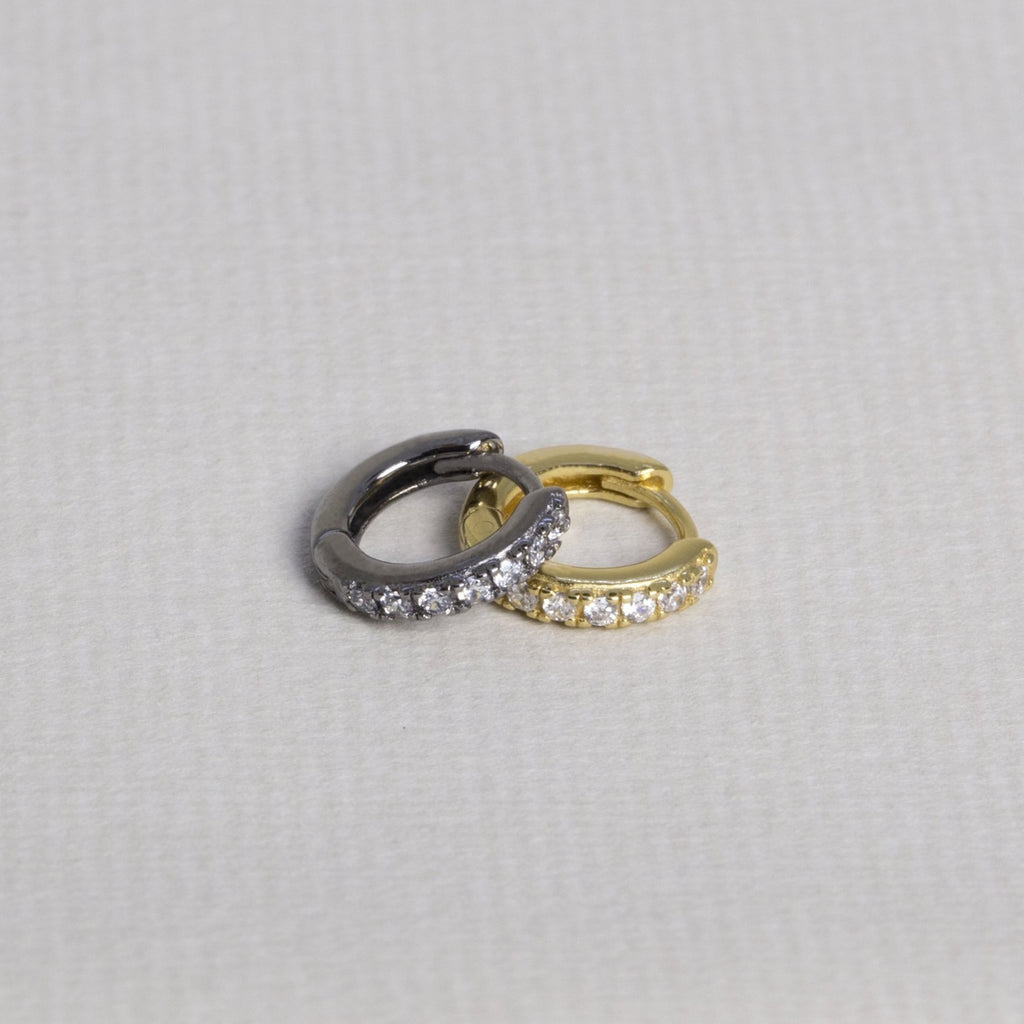 Gold and Black Huggie Hoop Earrings