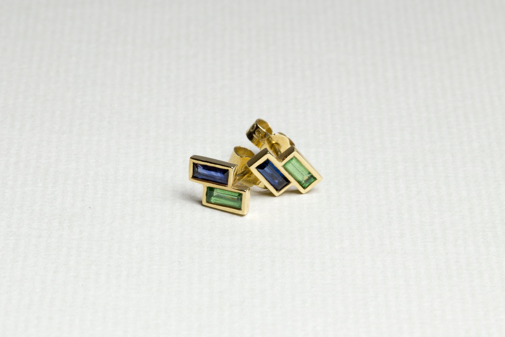 Mixed Sapphire Baguette Studs