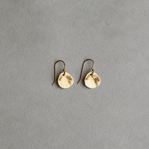 Karen Hallam hammered disc gold plated silver earrings