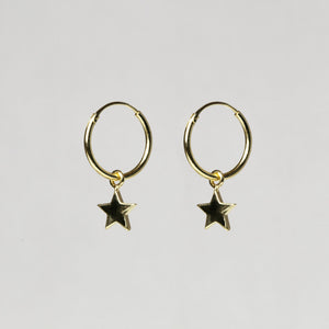 Star Charm Hoop Earrings