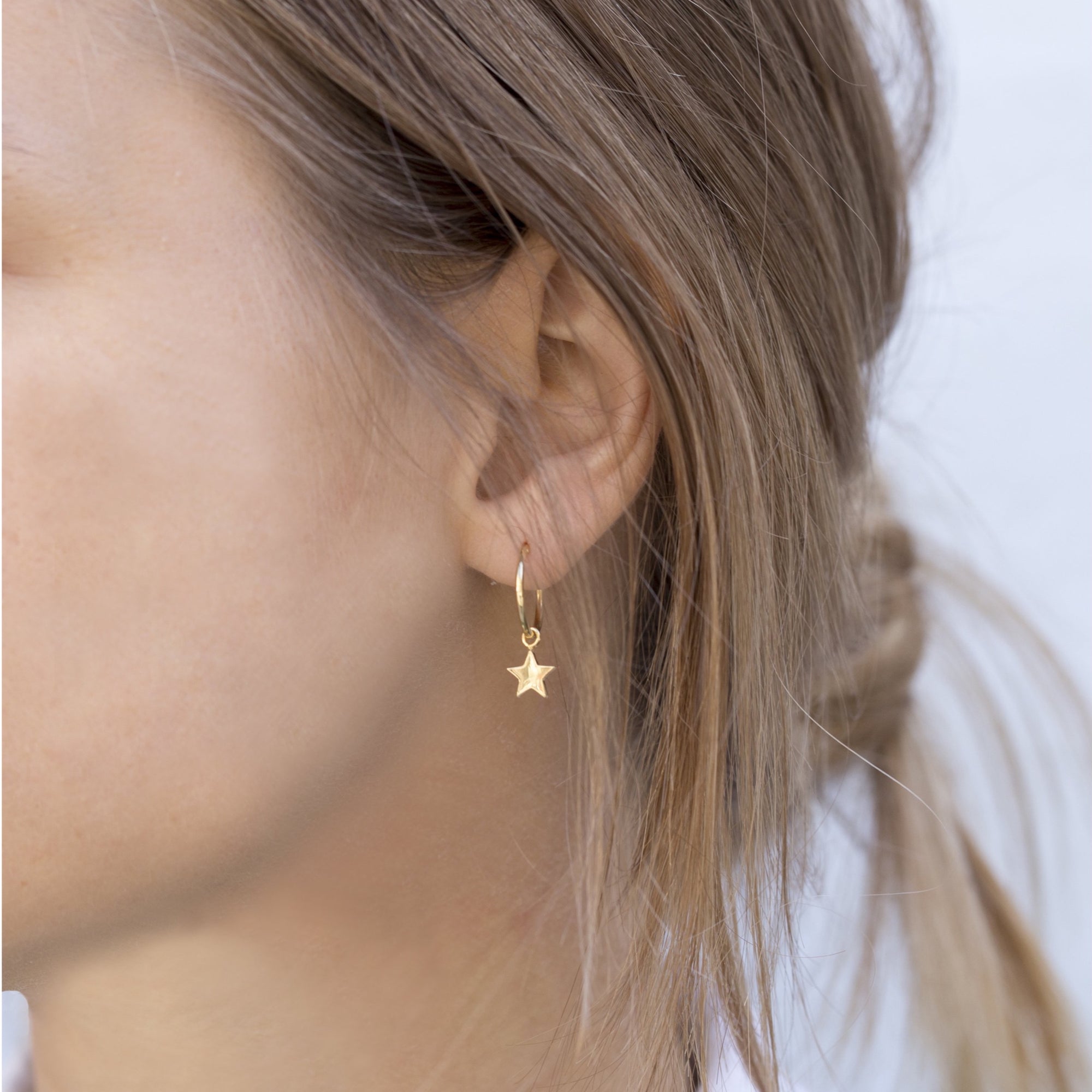 Star Charm Hoop Earrings