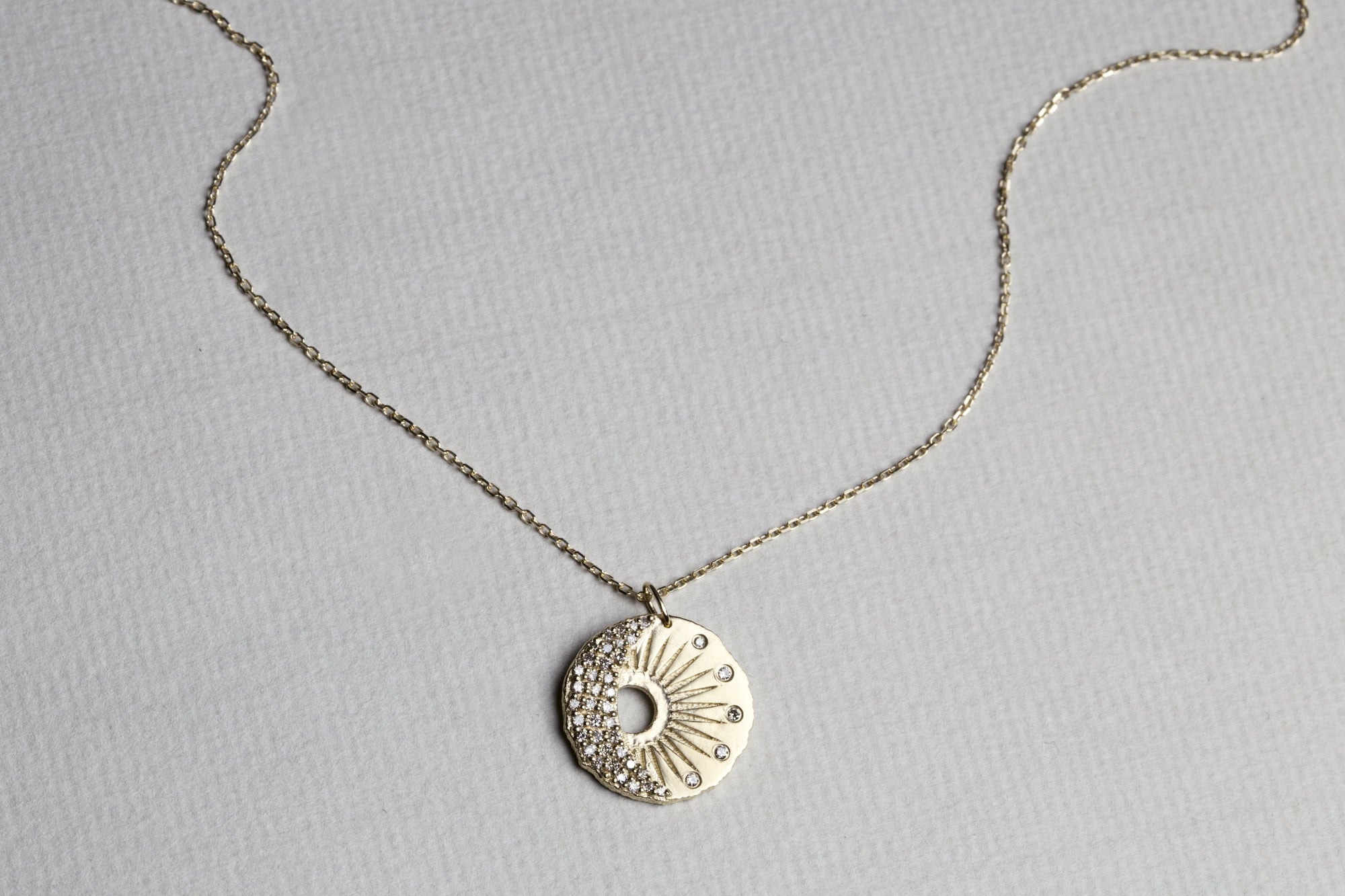 Sun and Moon Diamond Disc Necklace