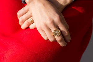 Gold Diamond Signet Ring