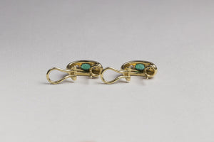 Vintage 18ct Gold Earrings with Emerald and Diamonds