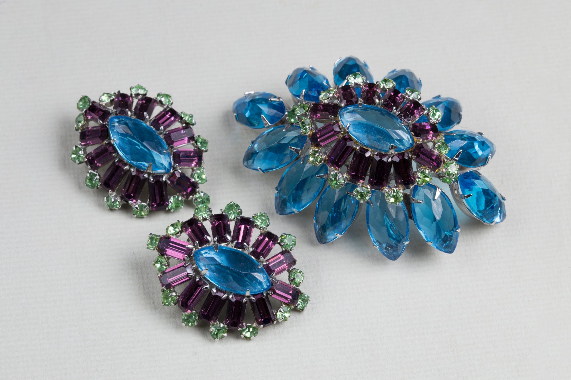 Vintage Rhinestone Brooch and Earrings