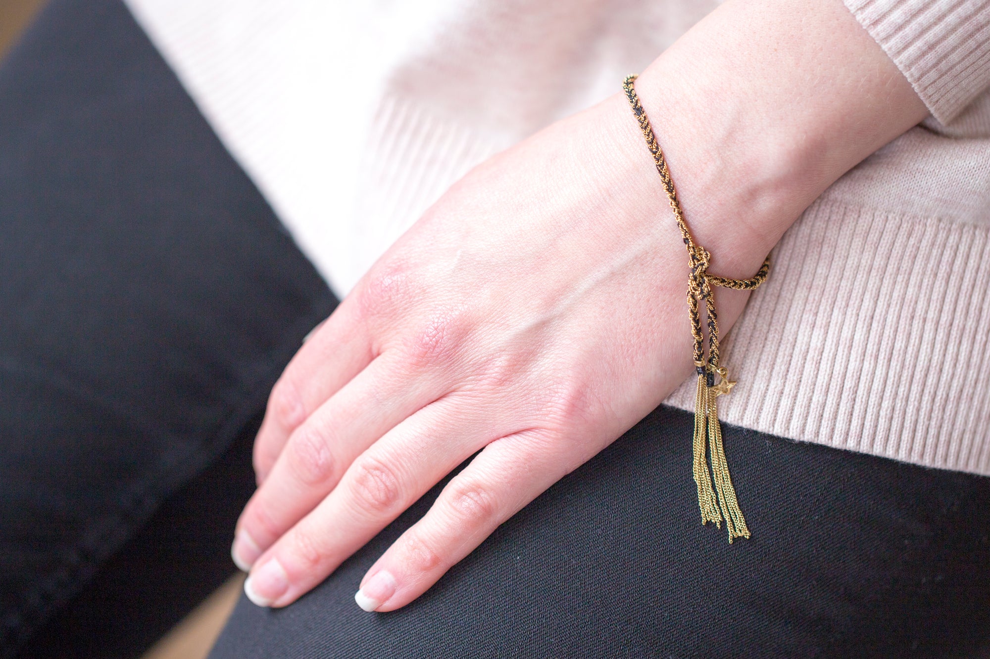 Love Lucky 18ct Gold and Silk Bracelet