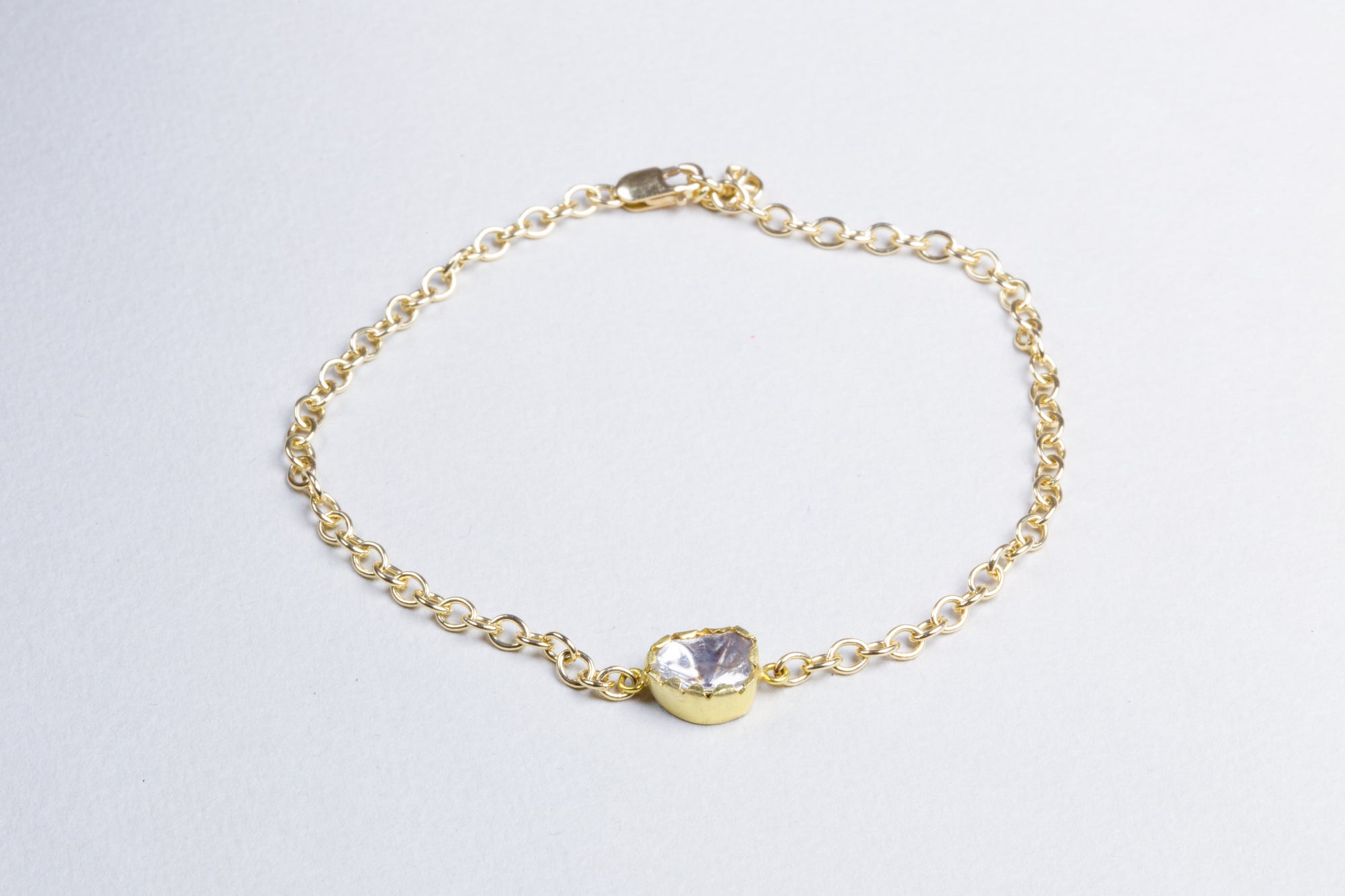 Gold Chain Bracelet with Sliced Diamond #1