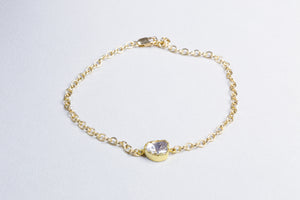 Gold Chain Bracelet with Sliced Diamond #1