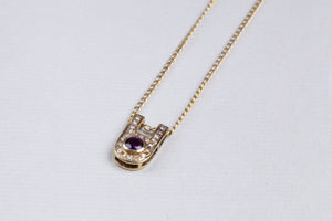 Vintage Gold Pendant Necklace with Ruby and Diamonds