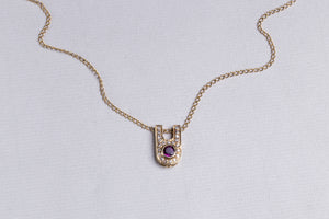 Vintage Gold Pendant Necklace with Ruby and Diamonds