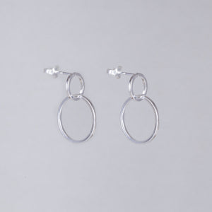 Double Circle Drop Stud Earrings