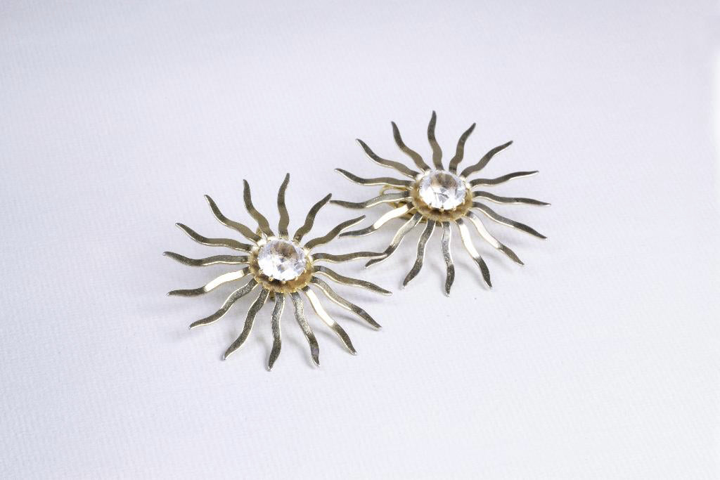 Gold Sun Clip-on Earrings