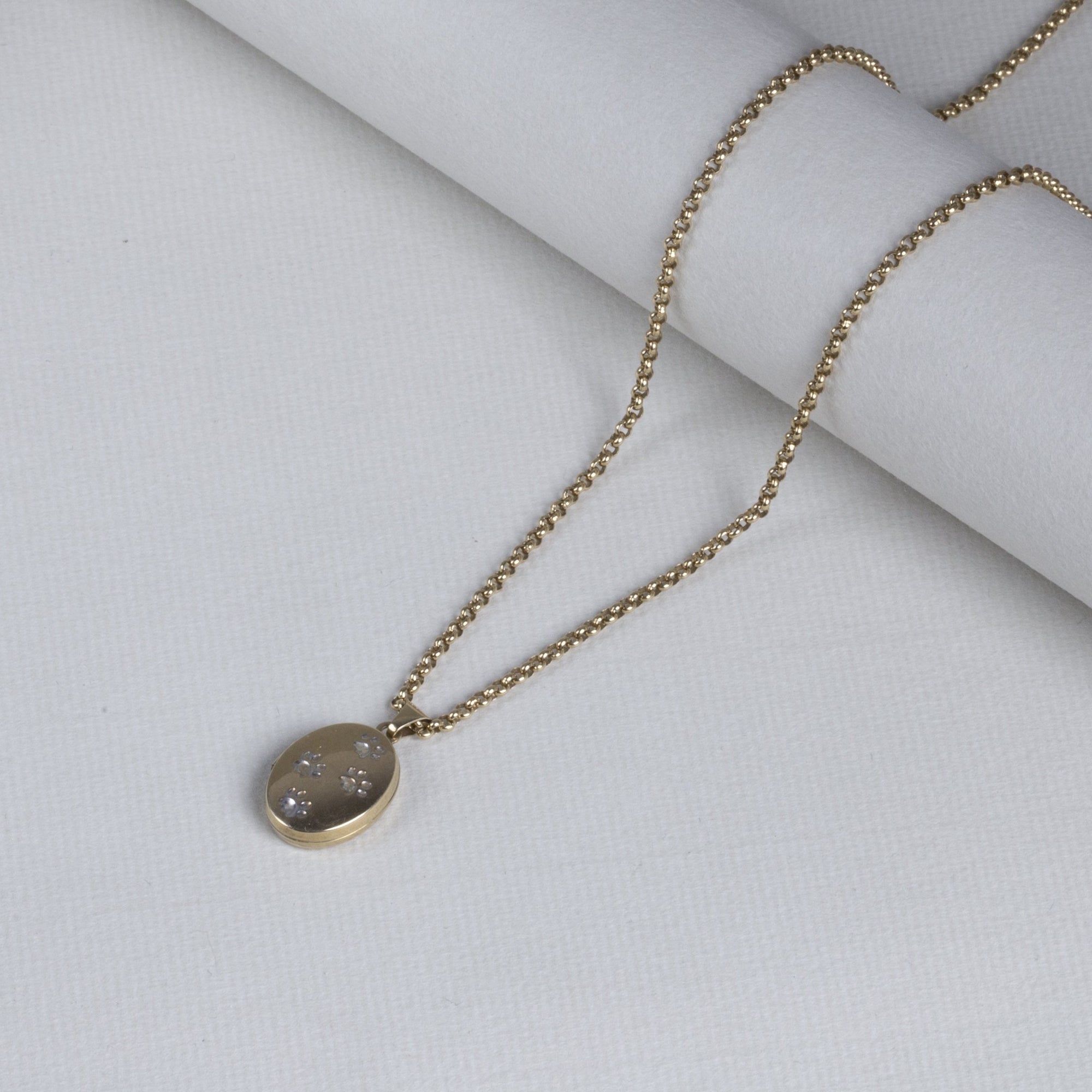 9ct Gold Paw Prints Pendant Necklace