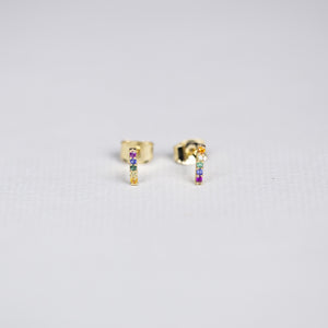 Rainbow Bar Stud Earrings