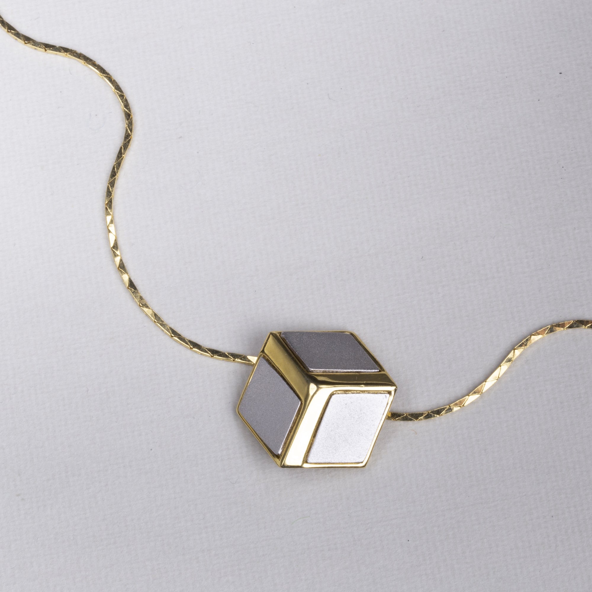 Vintage Gold Cube Necklace