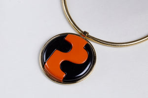 Vintage Modernist Lucite Pendant Necklace with Gold Chain