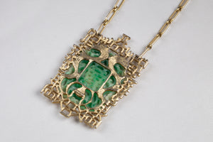 Jade and Gold Costume Pendant Necklace