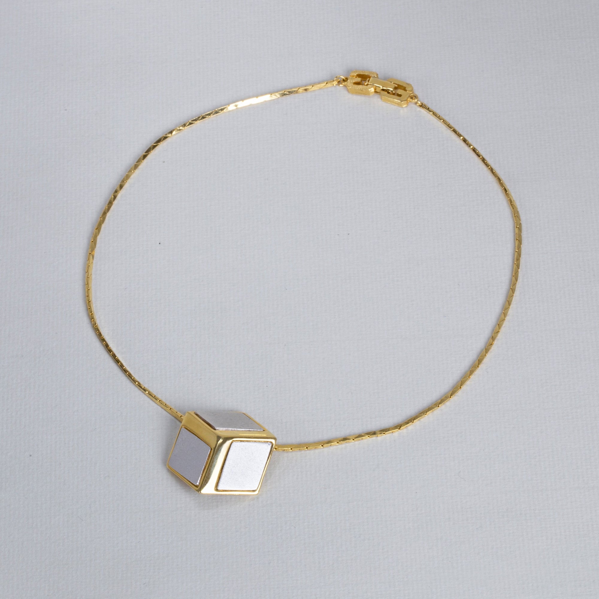 Vintage Gold Cube Necklace