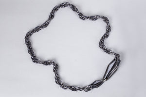 Gunmetal Chain Necklace with Rhinestones