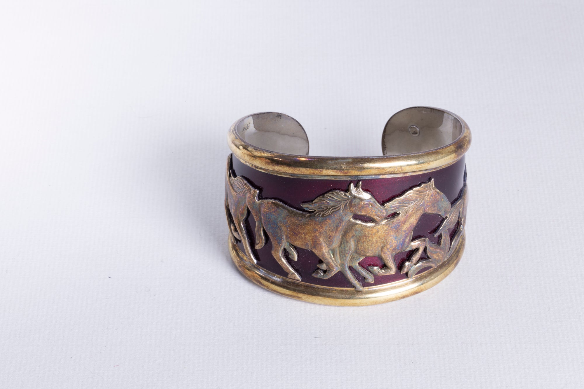 Gold and Enamel Horse Cuff Bracelet