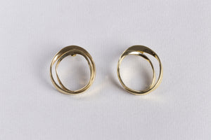 Gold Double Circle Stud Earrings