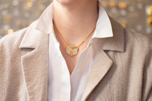 Vintage Gold Cube Necklace