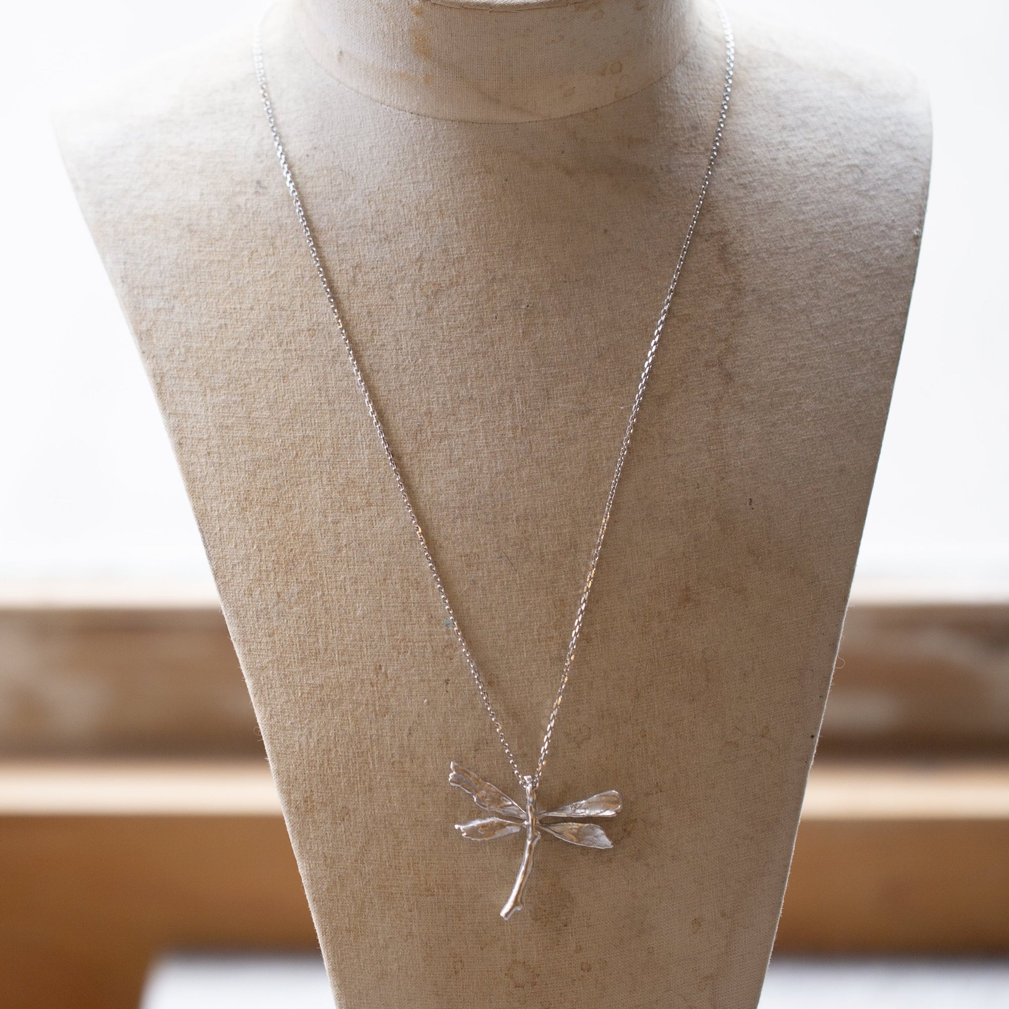 Silver Dragonfly Pendant Necklace