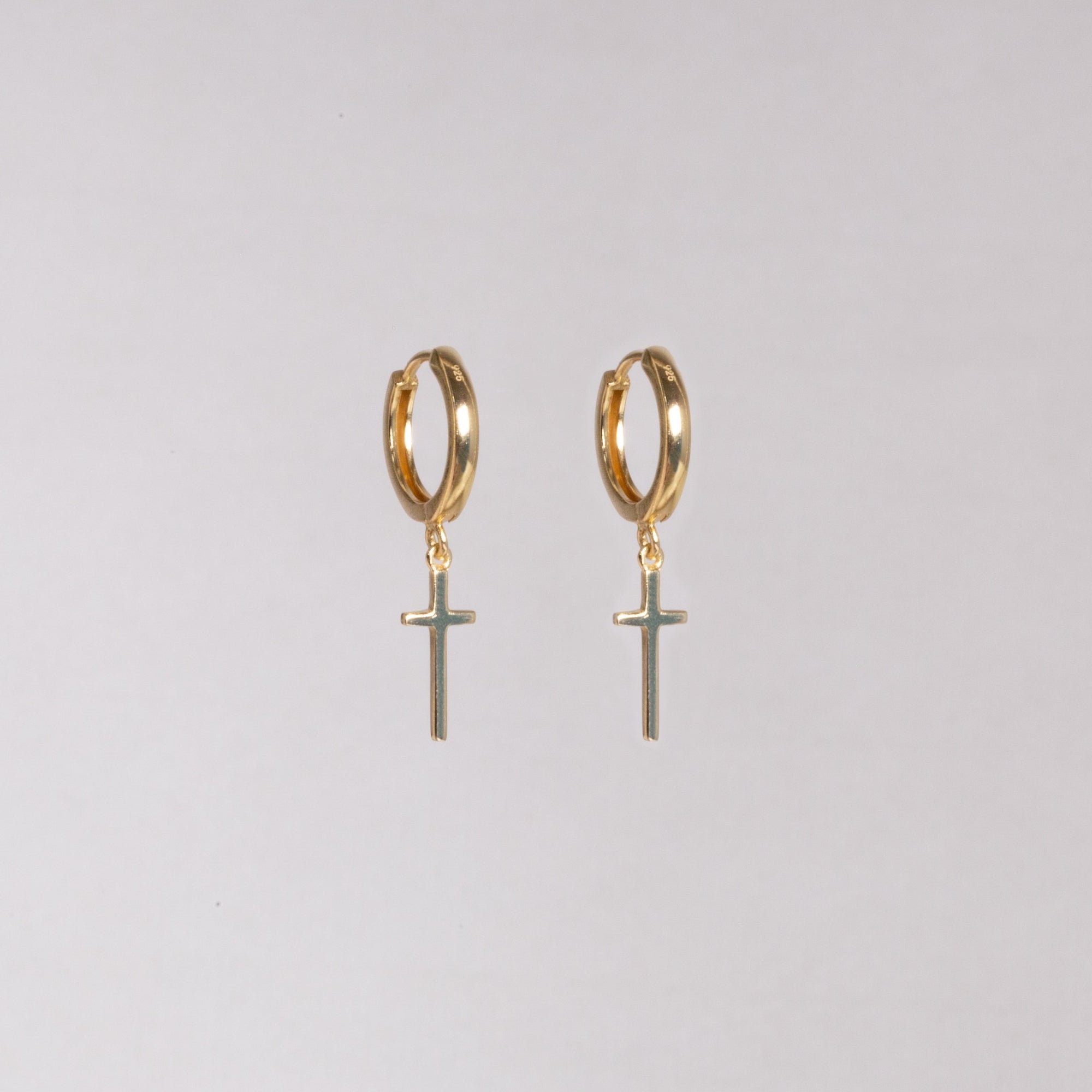 Gold Cross Hoop Earrings