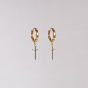 Gold Cross Hoop Earrings