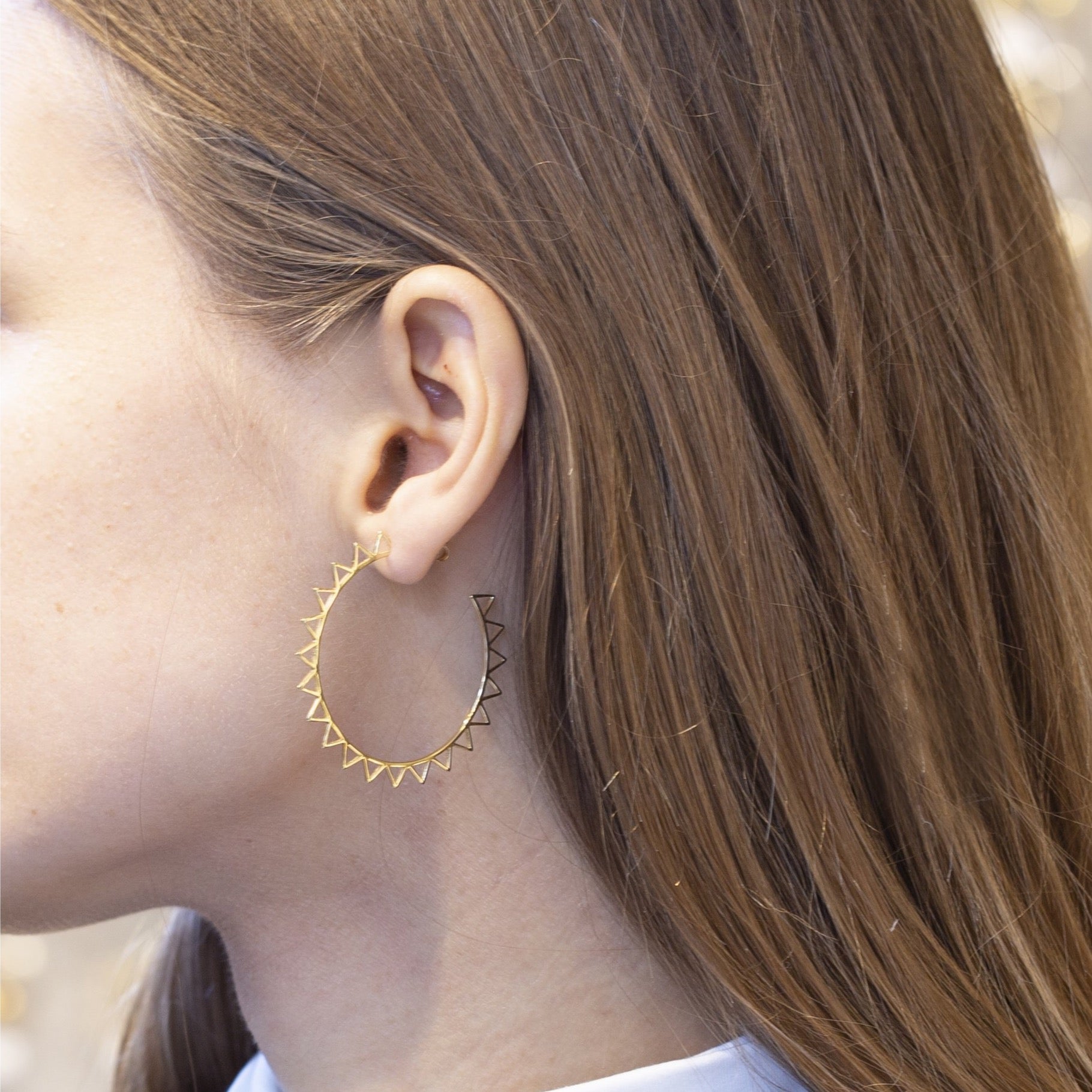 Geometric Cutout Sun Hoop Earrings