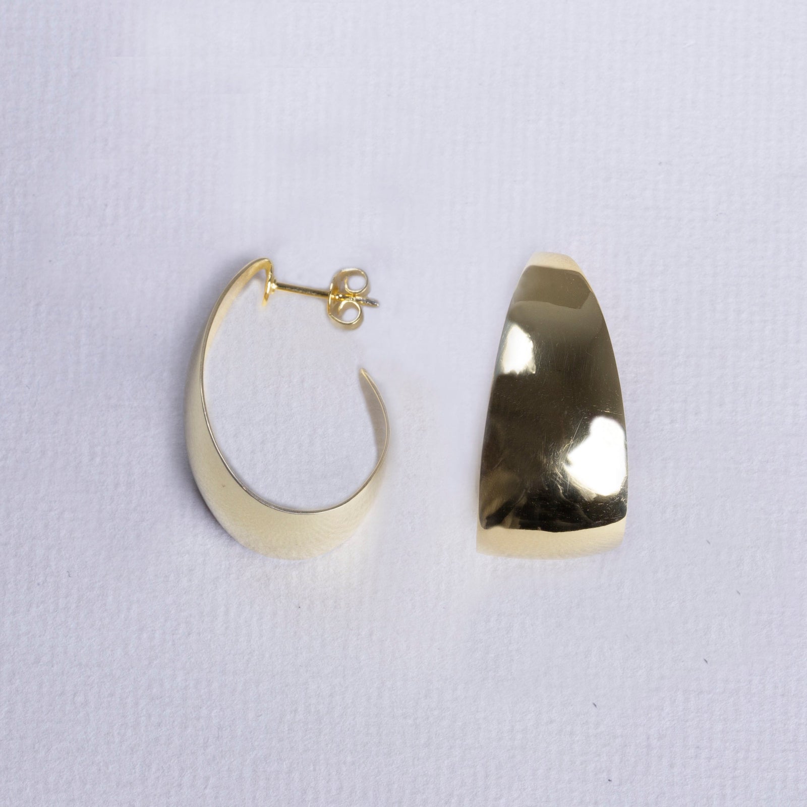Gold Flat Wide Hoop Earrings