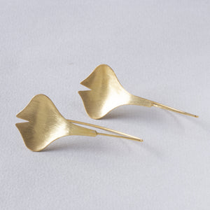 Brushed Gold Tulip Drop Earrings