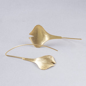 Brushed Gold Tulip Drop Earrings