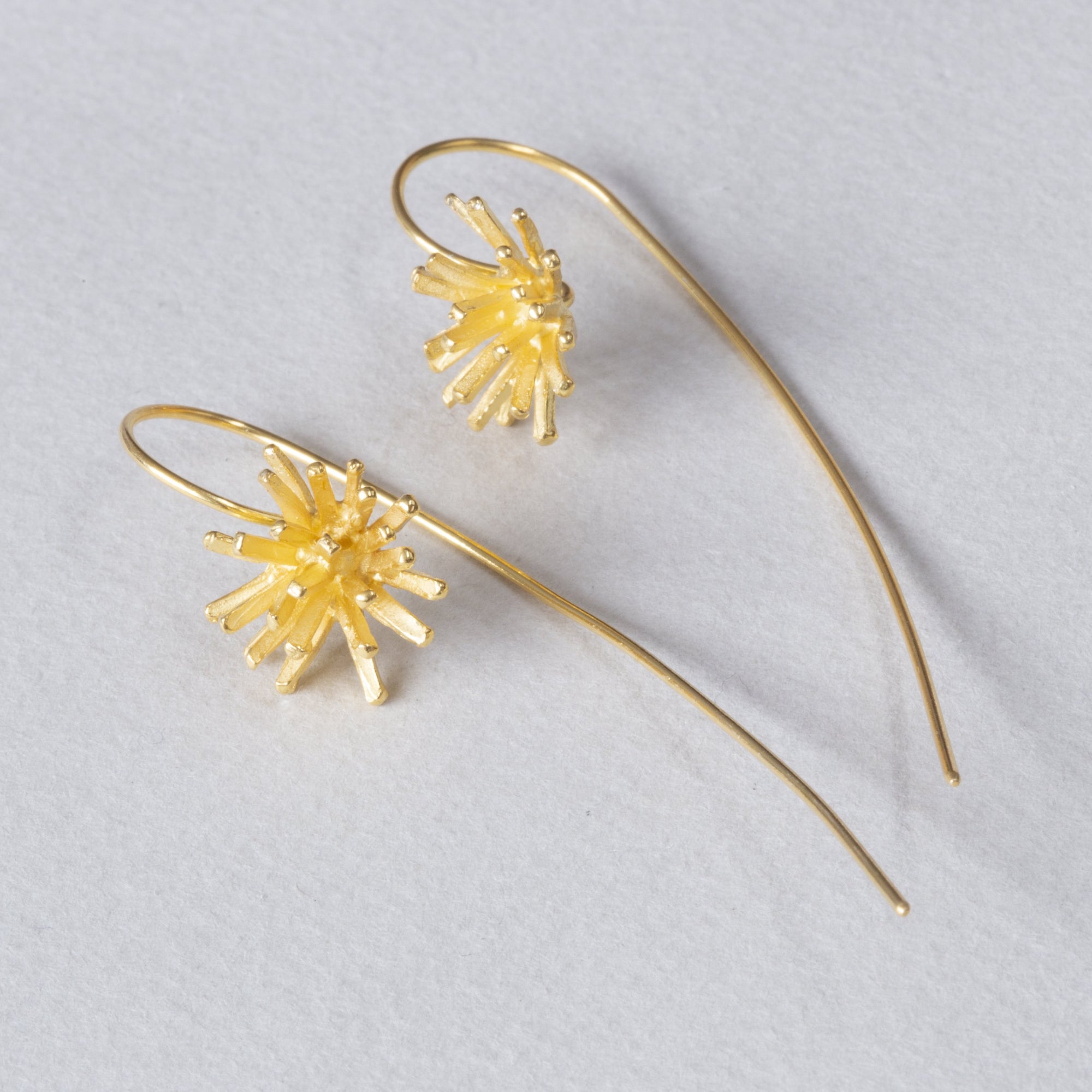 Gold Flower Long Drop Earring