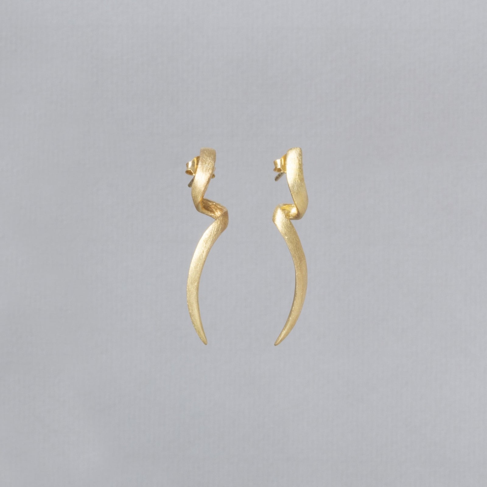 Brushed Gold Plated Silver Twist Stud Earrings