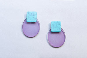 Resin Oval and Square Earrings