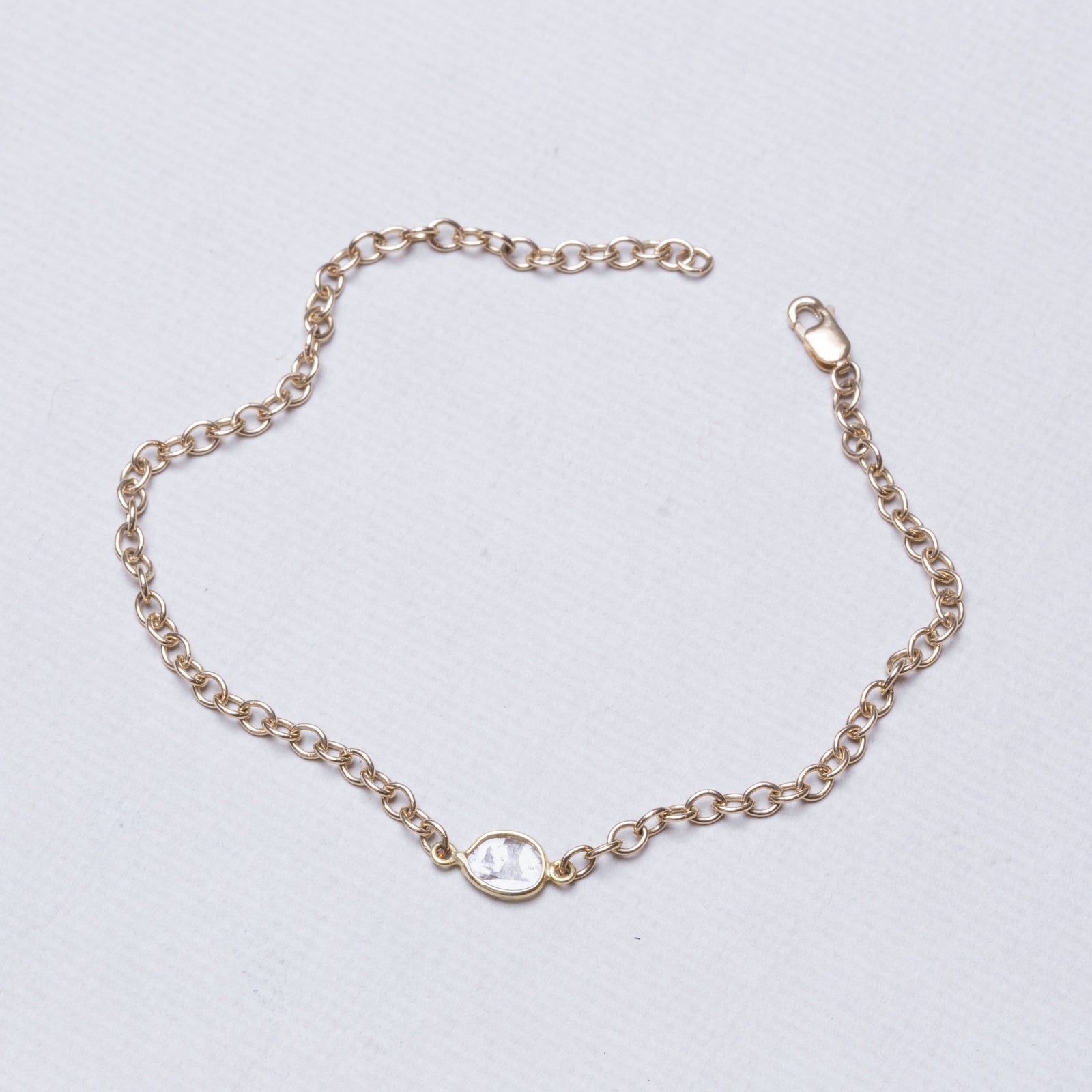 Gold Chain Bracelet with Sliced Diamond #2