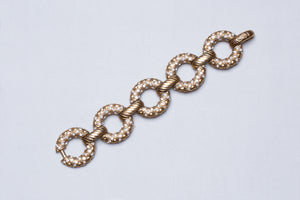 Vintage YSL Gold Link Bracelet with Rhinestone