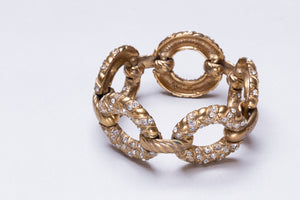 Vintage YSL Gold Link Bracelet with Rhinestone