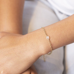 Gold Chain Bracelet with Sliced Diamond #2