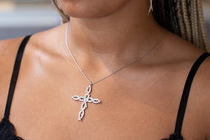 Diamond Cross Pendant in White Gold