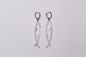 Diamond Thorn Drop Hoop Earrings