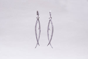 Diamond Thorn Drop Hoop Earrings